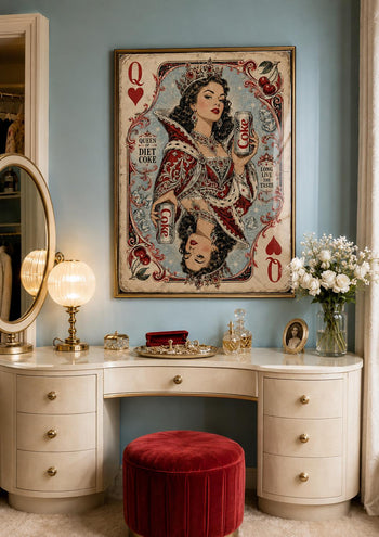 Retro Queen Playing Card Coke Poster