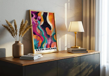 Yayoi Kusama Inspired Polka Dot Art Print: Vibrant Japanese Wall Decor