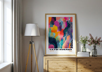 Yayoi Kusama Exhibition Poster: Colorful Abstract Polka Dot Print